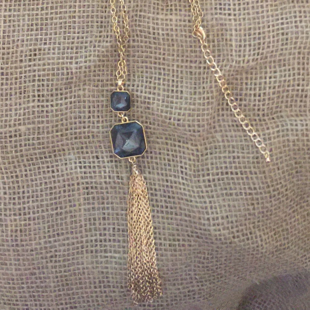 Goldtone necklace. NWOT. Long. Tassel. Beautiful.